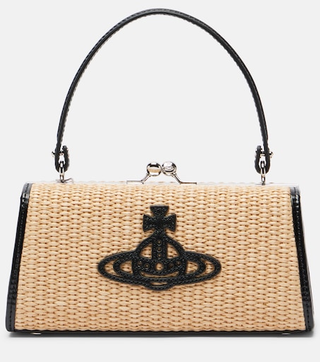 Doll XL raffia-effect top-handle bag in beige - Vivienne Westwood