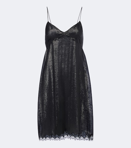 Embellished lace-trimmed silk-blend minidress in black - Tom Ford