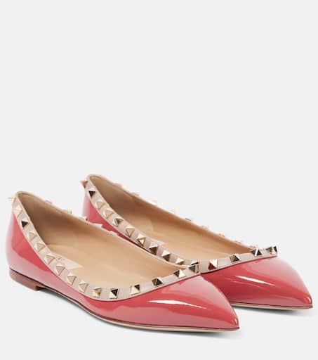 バレエシューズ Valentino Garavani Powder Pink Leather Ballerinas P00771432.jpg