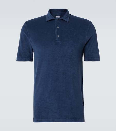 Cotton terry polo shirt in blue - Fedeli | Mytheresa