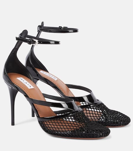 パンプス Alaia D Orsay Pumps In Mesh And Patent Leather Leather-trimmed mesh pumps in black - Alaia | Mytheresa