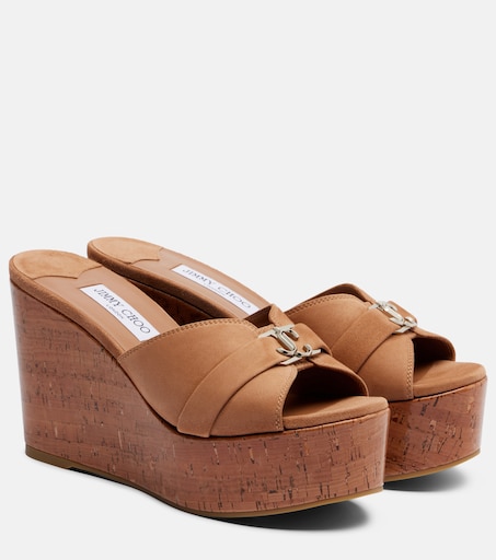 Leda suede wedge mules in beige - Jimmy Choo | Mytheresa