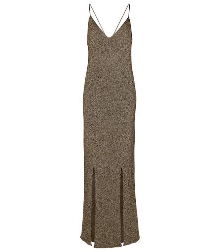 Stretch-knit slip dress in gold - Ganni | Mytheresa
