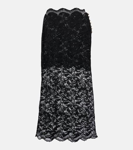 Floral lace midi skirt in black - Rabanne | Mytheresa