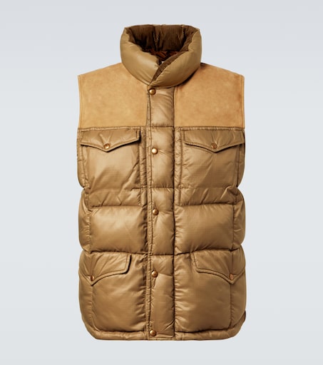 【RRL】Reversible Down Vest / XL / Lether Reversible leather and cotton puffer vest in black - RRL | Mytheresa
