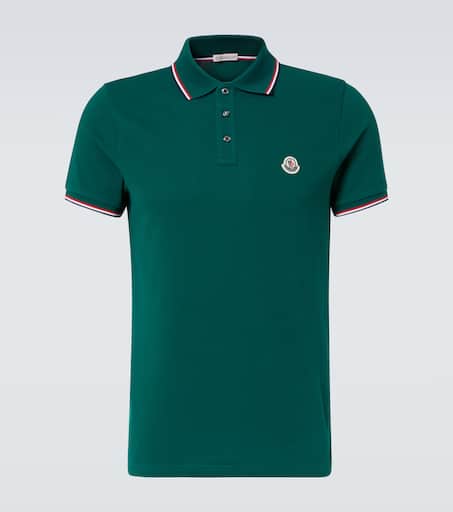 Logo cotton piqué polo shirt in green - Moncler | Mytheresa