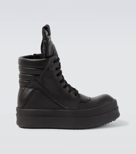 Mega Geobasket leather sneakers in black - Rick Owens | Mytheresa