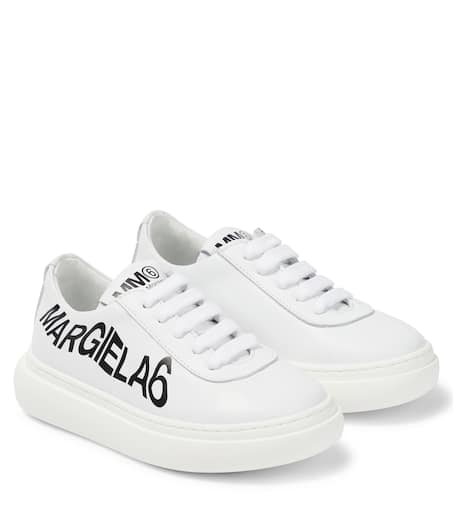 Logo leather sneakers in white - MM 6 Maison Margiela Kids