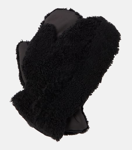 【Yves Salomon】ダウン shearling-trimmed mittens Shearling-trimmed mittens in black - Yves Salomon | Mytheresa