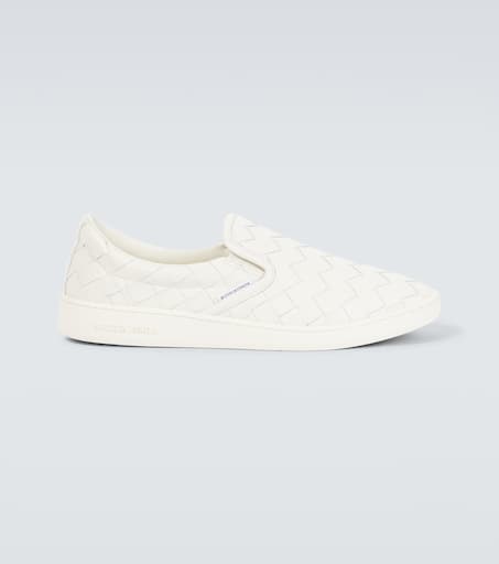 Sawyer leather slip-on sneakers in white - Bottega Veneta