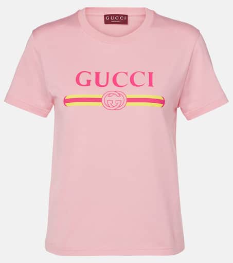 Tシャツ・カットソー GUCCI Women Tunic Tops 797899XKD8F 6668 PINK Gucci Women's' Graphic Applique T-Shirt in Pink | LN-CC®