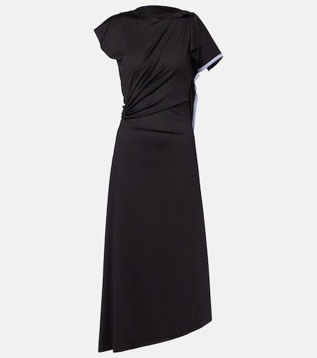 Draped asymmetric midi dress