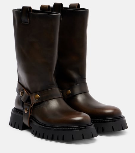Kurt leather biker boots in brown - Golden Goose | Mytheresa