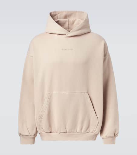 【関税&送料込】Balenciaga Beige Cotto Sweatshirt Logo cotton fleece hoodie in beige - Balenciaga | Mytheresa