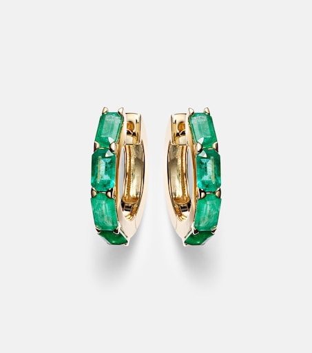 18kt gold huggie earrings with emeralds