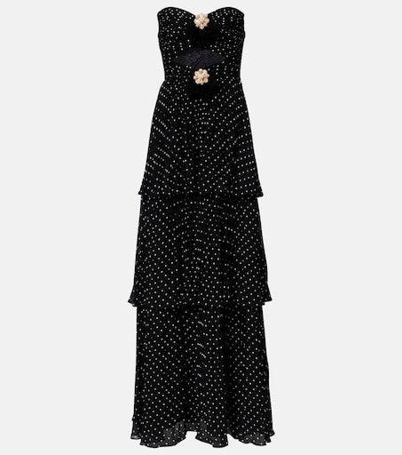 Embellished polka-dot tiered gown in black - Self Portrait | Mytheresa Embellished polka-dot tiered gown in black - Self Portrait | Mytheresa