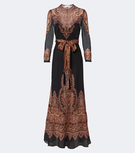 ZIMMERMANN 아센트 페이즐리 린넨 실크 맥시 드레스