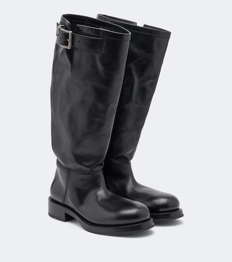 Leather biker boots
