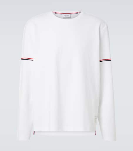 RWB Stripe cotton jersey T-shirt in white - Thom Browne