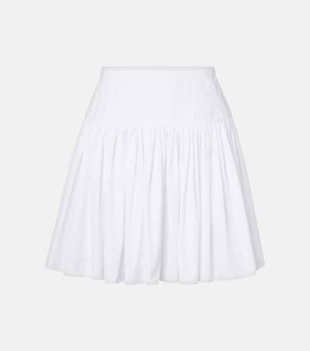 スカート DOLCE & GABBANA WHITE COTTON SKIRT Pleated cotton poplin miniskirt in white - Dolce Gabbana
