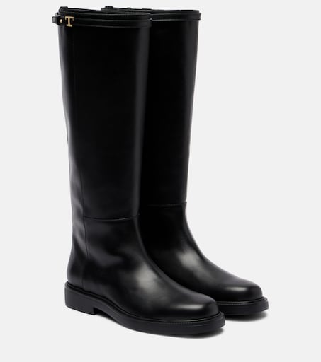 TODS Womens 10.5 Soft Black Leather Knee-High Boots Pull On TOD main image 4