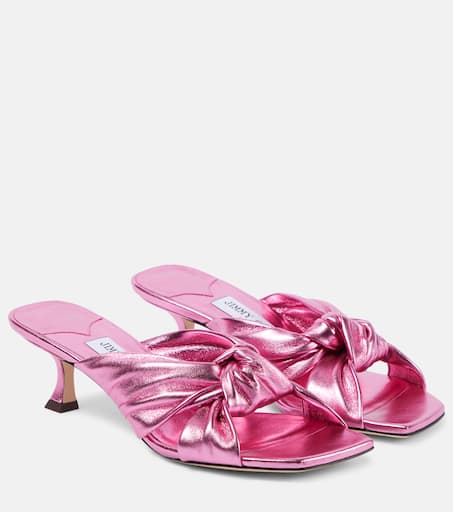 Avenue 50 metallic leather mules in pink - Jimmy Choo