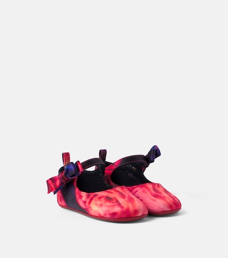 Christian Louboutin Kids 베이비 루 베이브 크레이프 새틴 메리 제인 플랫