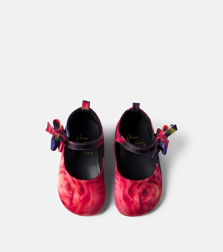 Christian Louboutin Kids 베이비 루 베이브 크레이프 새틴 메리 제인 플랫