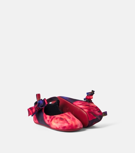 Christian Louboutin Kids 베이비 루 베이브 크레이프 새틴 메리 제인 플랫
