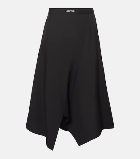 Asymmetric wool midi skirt in black - Loewe | Mytheresa