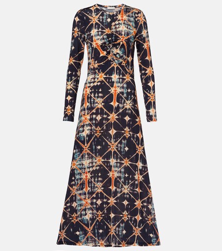 ulla johnson naia ruched floral-print stretch-jersey maxi dress printed jersey midi in multicoloured - Playful Chic Ruffled Halter Dress