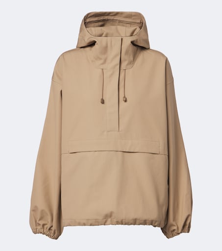 Hooded oversized cotton half-zip jacket in beige - Rohe | Mytheresa