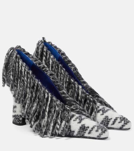 Sweep 100 fringed wool pumps in multicoloured - Burberry | Mytheresa