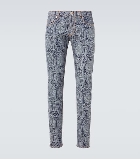 Paisley jacquard slim jeans in blue - Etro | Mytheresa