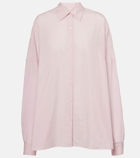 Striped cotton-blend shirt in pink - Dries Van Noten | Mytheresa