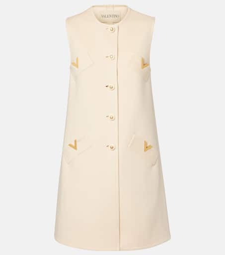VGold wool and cashmere minidress in beige - Valentino