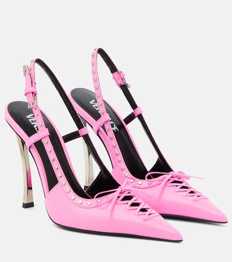 mytheresa Versace - Safety Pin satin slingback pumps