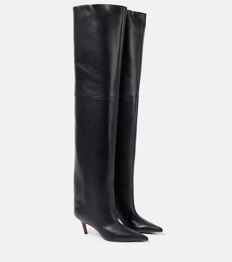 AMINA MUADDI FIONABOOTPATENTPETROL 関税送料込 Amina Muaddi Fiona Black Patent Leather High Heel Boots