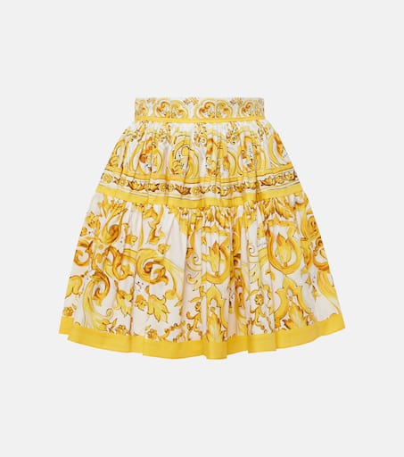 Majolica cotton miniskirt in yellow - Dolce Gabbana | Mytheresa