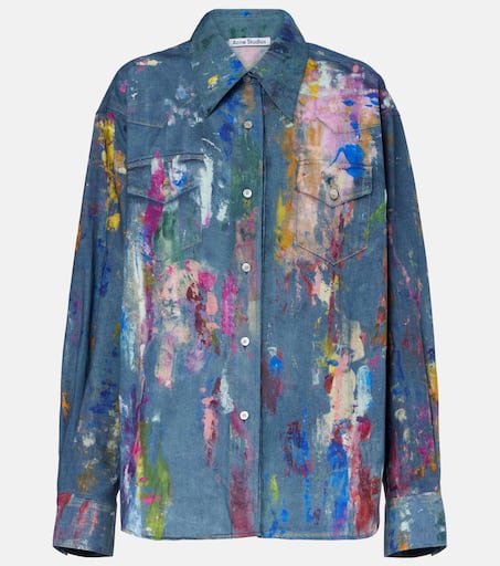 Trompe l'œil cotton shirt in blue - Acne Studios | Mytheresa