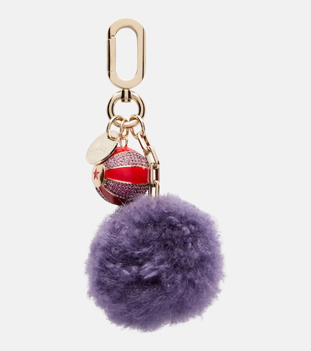 Christian Louboutin ボール型チャーム　LOVE Leather-trimmed bag charm in purple - Christian Louboutin | Mytheresa