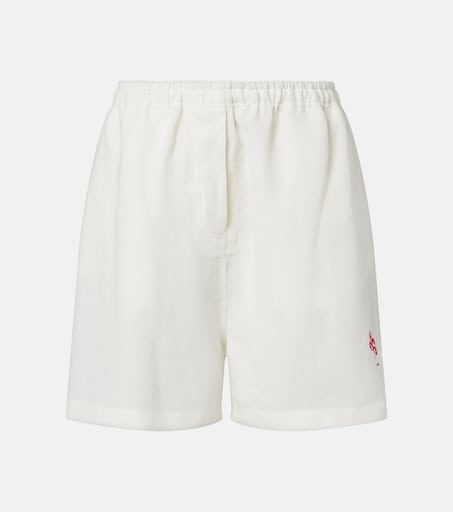 Embroidered linen shorts in white - Prada | Mytheresa