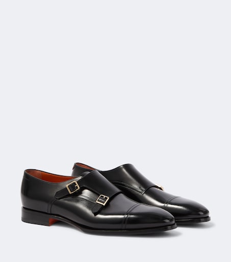 Leather monk strap shoes