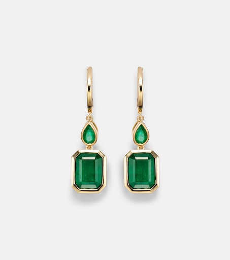 18kt gold drop earrings with emeralds
