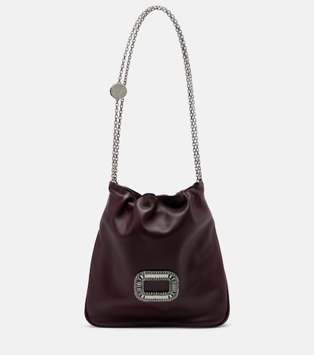 Pilgrim Mini leather bucket bag in burgundy - Roger Vivier | Mytheresa
