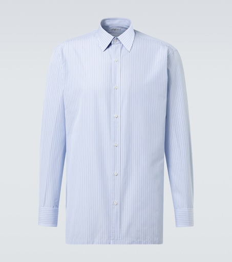 Striped cotton poplin shirt in blue - Charvet | Mytheresa