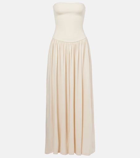 beige strapless maxi dress Peach Fizz Strapless Maxi Dress Lemon main image 1