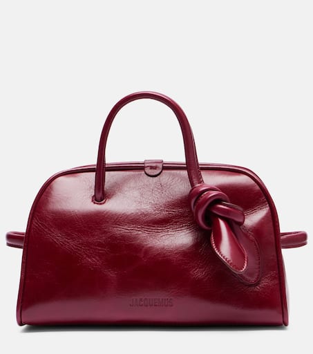 Turismo Small patent leather tote bag in burgundy - Jacquemus | Mytheresa