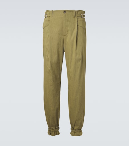 Egreta striped cotton-blend tapered pants in green - Kiko