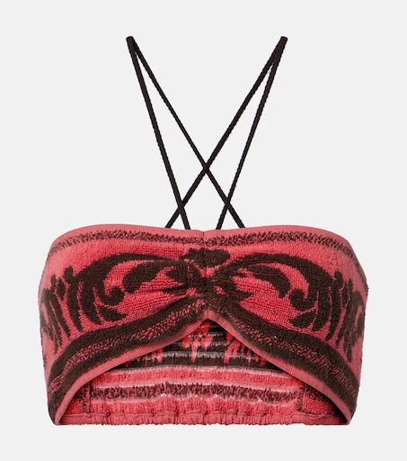 Cotton terry jacquard bra top in pink - Valentino | Mytheresa